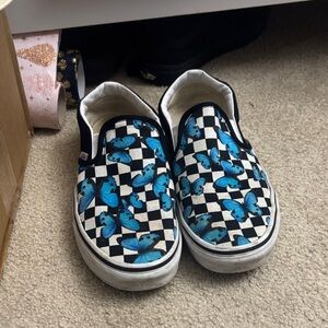 Slip-On Shoes with Blue Butterfly Design